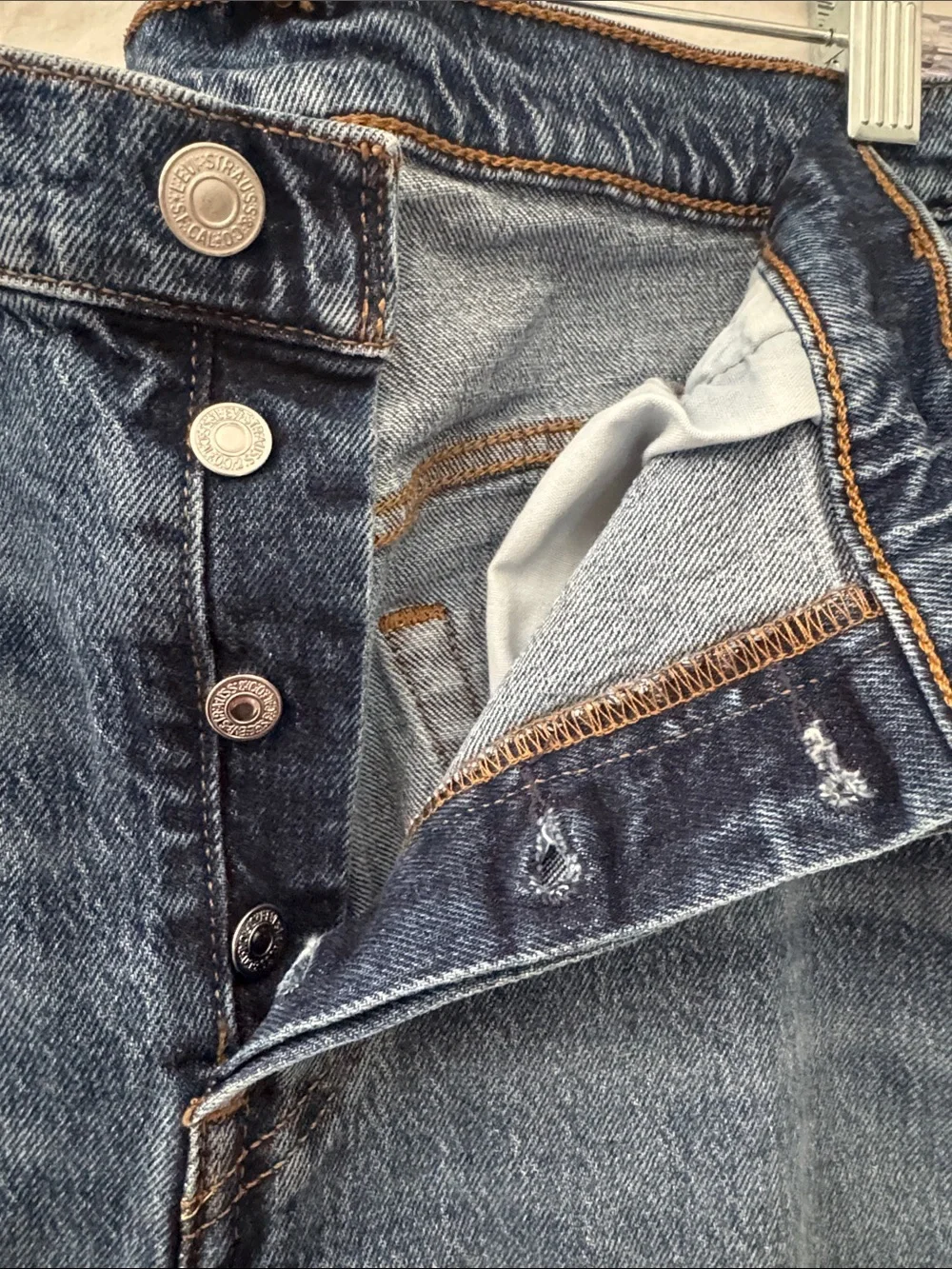 Levi's Blue 501 Button Fly Classic Denim Jeans